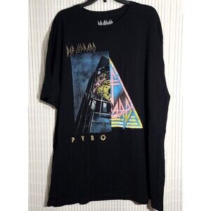 Def Leppard Pyro TShirt Size 2XLB Big Size Black Crew Neck 100% Cotton
